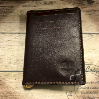 Porta carte di credito con fermasoldi Credit card holder with money clip in pelle di struzzo e cuoio fatto a mano di OM Collection by Andrea Masotti