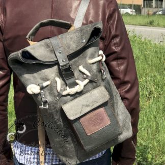 Zaino Tracolla-Backpack shoulder strap fatto a mano in pelle con porta PC 13” - 15” di O.M. Collection by Andrea Masotti