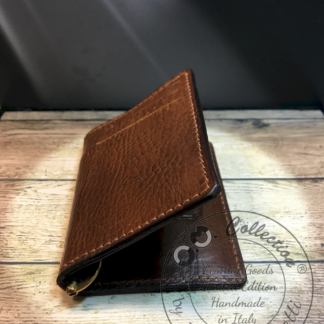 Porta carte di credito con fermasoldi Credit card holder with money clip in pelle e cuoio fatto a mano di OM Collection by Andrea Masotti