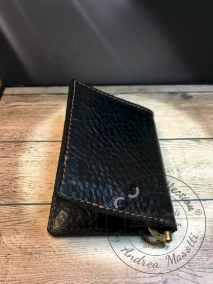 Porta carte di credito con fermasoldi Credit card holder with money clip in pelle e cuoio fatto a mano di OM Collection by Andrea Masotti