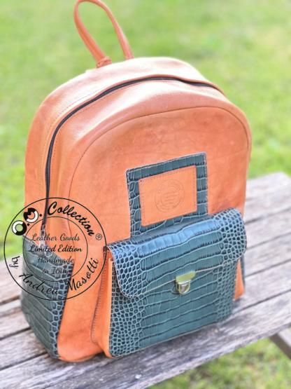 Zaino Backpack fatto a mano in pelle e cuoio di O.M. Collection by Andrea Masotti cod. ZC23ZIPC24